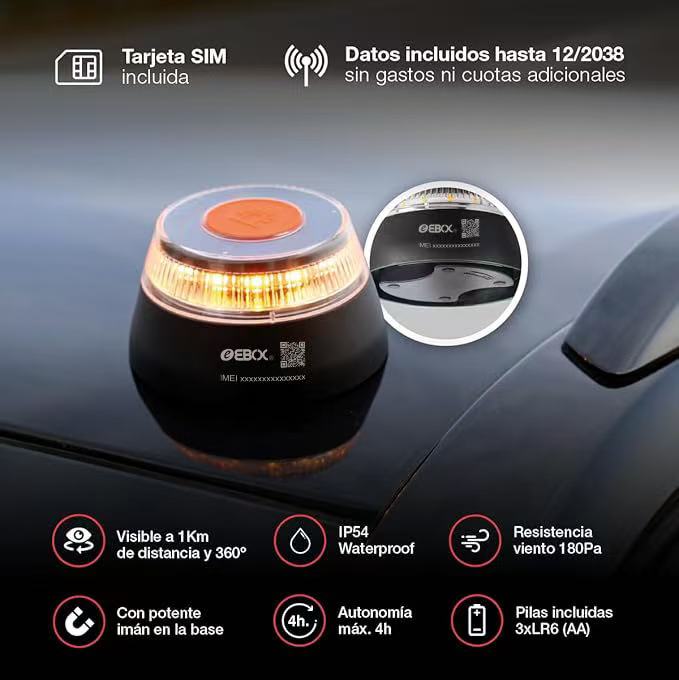 Baliza V16 Ebox MI VP10144-A Homologada DGT Geolocalizada Base Magnética - Imagen 4
